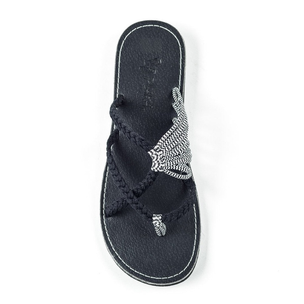 Plaka Oceanside Beach Flip Flops for Women Black-Zebra